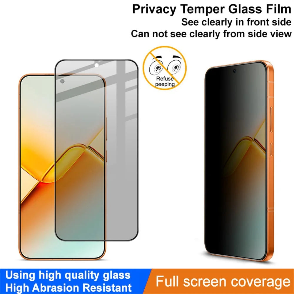 IMAK For Honor Power2 5G Privacy Screen Protector Anti Peep Full Cover Tempered Glass Film (Fingerprint Unlock) - Black - 4