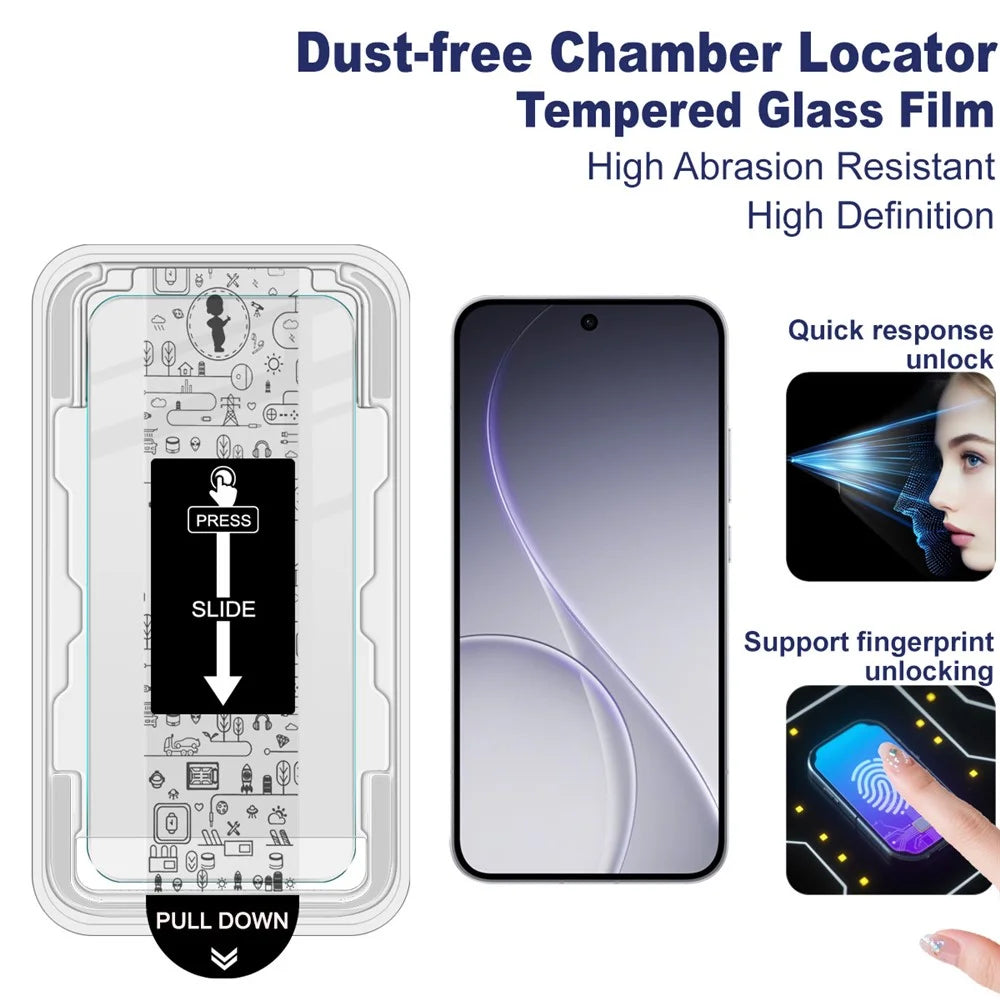 IMAK For Oppo Reno15 5G (Global) / Reno15c 5G (China) Tempered Glass Screen Protector with Dust-free Installation Tool (Fingerprint Unlock) (Not Complete Coverage) - Transparent - 3