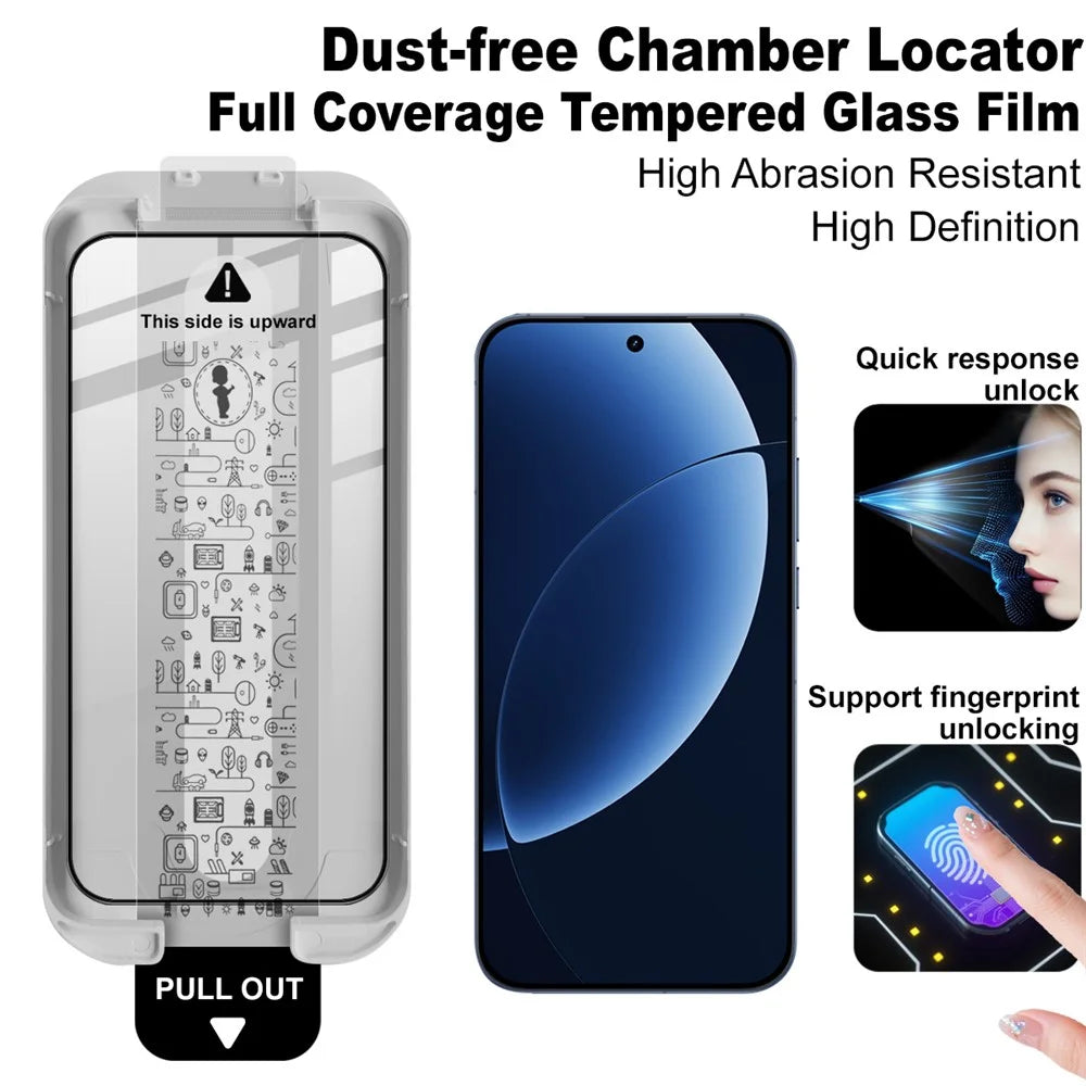 IMAK Tempered Glass For Realme GT 8 5G  /  GT 8 Pro 5G Full Screen Protector Full Glue Film with Dust-free Installation Tool (Fingerprint Unlock) - Black - 3