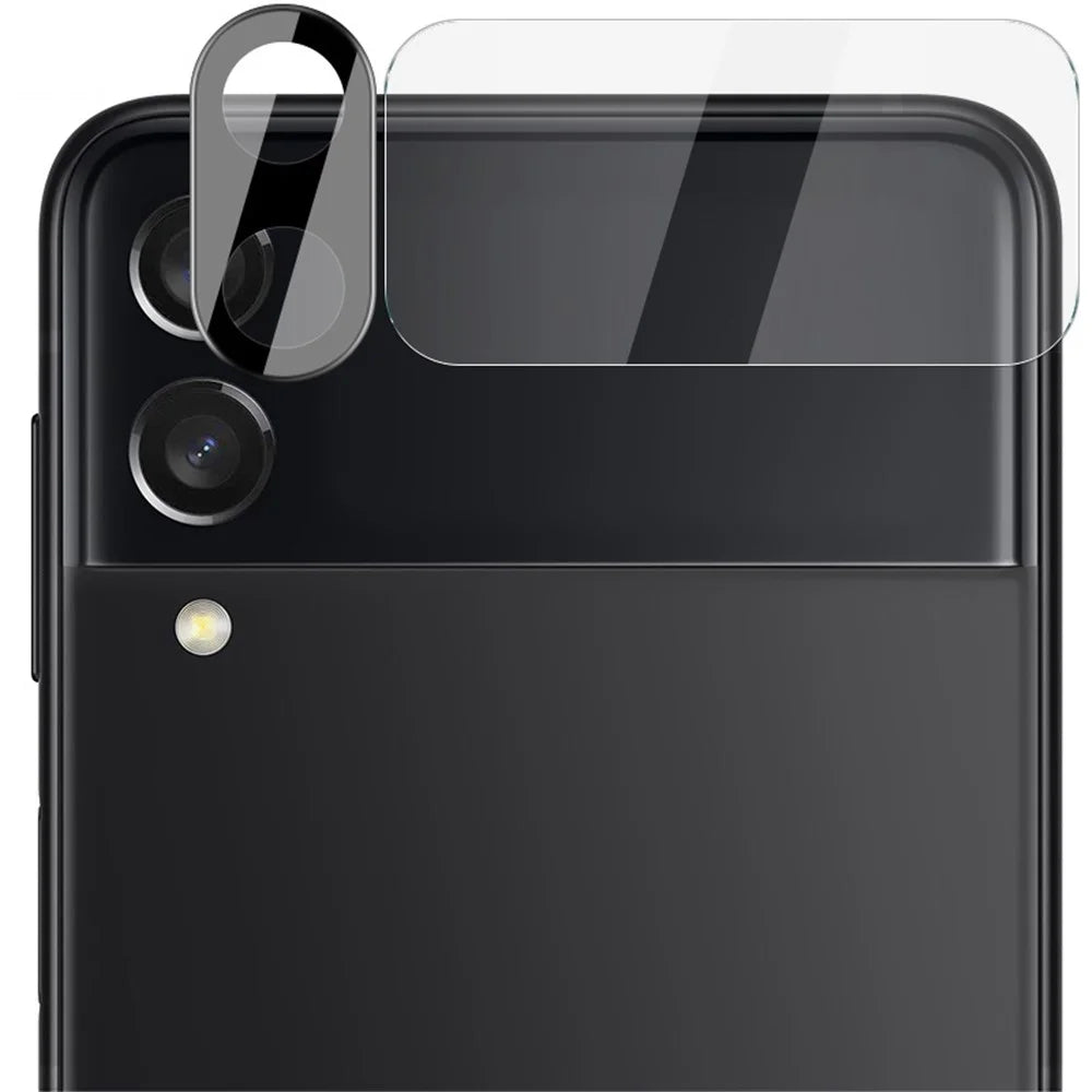 IMAK For Samsung Galaxy Z Flip4 5G Tempered Glass Lens Film + Acrylic Lens Cap (Black Version) with Glass Rear Small Screen Protector - 1
