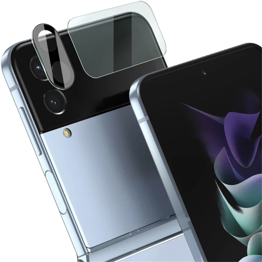 IMAK For Samsung Galaxy Z Flip4 5G Tempered Glass Lens Film + Acrylic Lens Cap (Black Version) with Glass Rear Small Screen Protector - 2