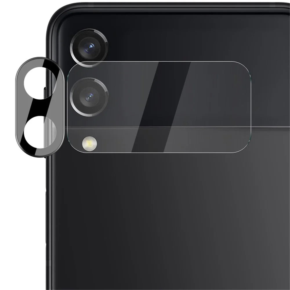 IMAK For Samsung Galaxy Z Flip4 5G Tempered Glass Lens Film + Acrylic Lens Cap (Black Version) with Glass Rear Small Screen Protector - 3