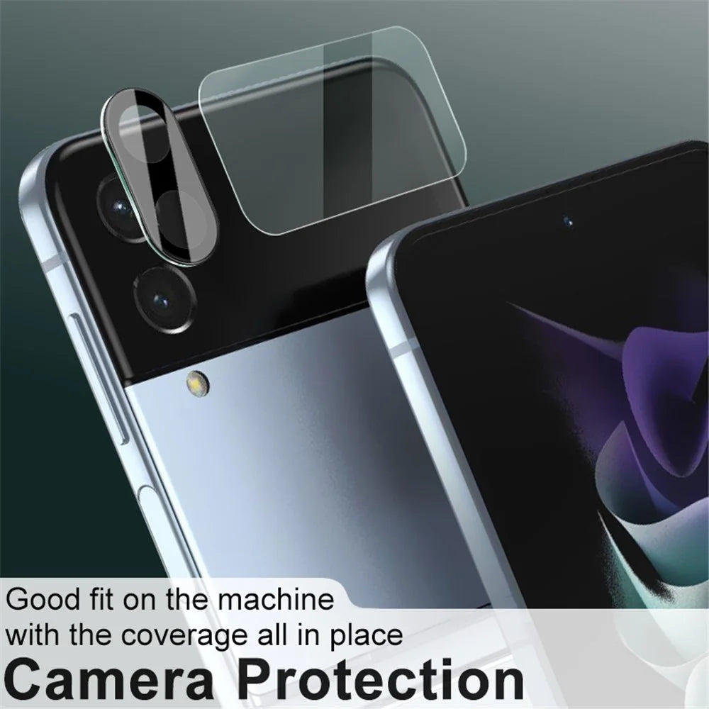 IMAK For Samsung Galaxy Z Flip4 5G Tempered Glass Lens Film + Acrylic Lens Cap (Black Version) with Glass Rear Small Screen Protector - 7