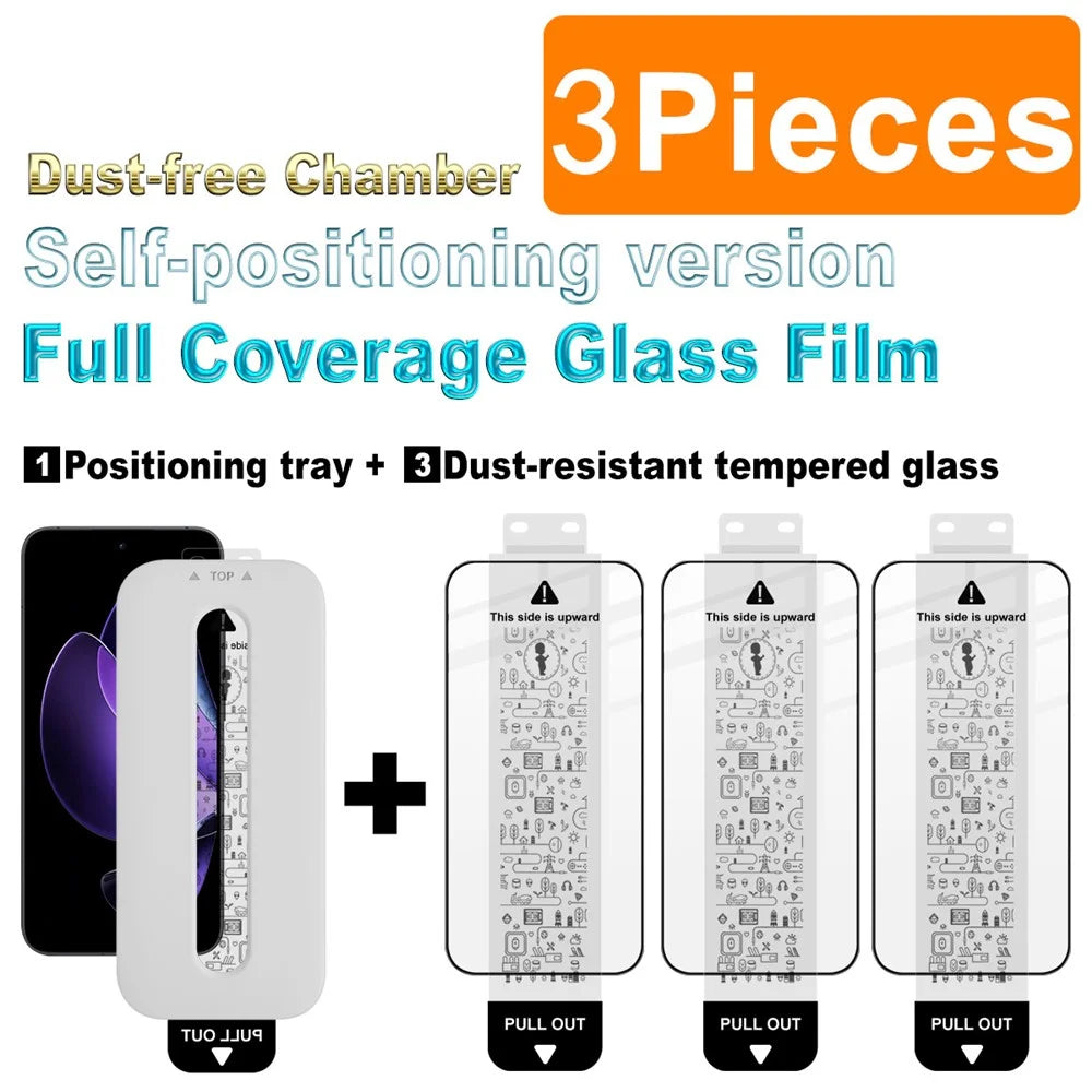 IMAK 3Pcs Tempered Glass For Oppo A6 Pro 5G  /  4G  /  Reno13 5G (Global)  /  Reno14 5G (Global) Full Screen Protector Full Glue Film with Dust-free Installation Tool (Fingerprint Unlock) - 4