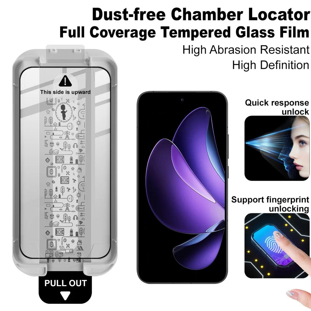 IMAK 3Pcs Tempered Glass For Oppo A6 Pro 5G  /  4G  /  Reno13 5G (Global)  /  Reno14 5G (Global) Full Screen Protector Full Glue Film with Dust-free Installation Tool (Fingerprint Unlock) - 5