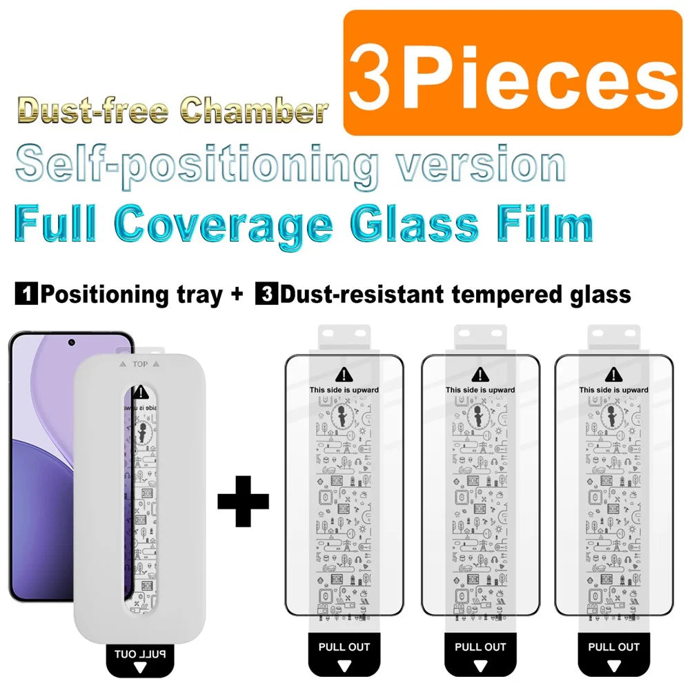 IMAK 3Pcs For Oppo Reno14 Pro 5G (Global) Tempered Glass Full Screen Protector Full Glue Film with Dust-free Installation Tool (Fingerprint Unlock) - 4
