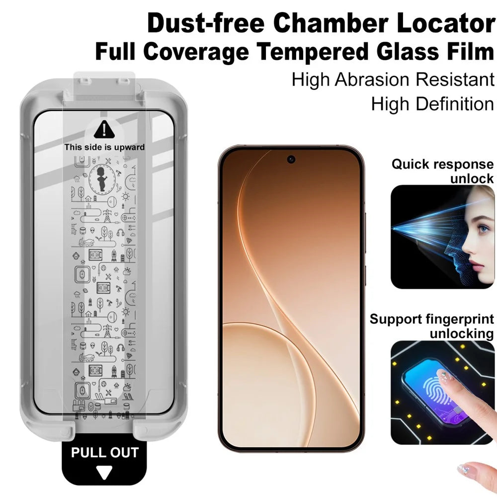 IMAK 3Pcs Tempered Glass For Oppo Reno15 Pro 5G (Global)  /  Reno15 5G (China) Full Screen Protector Full Glue Film with Dust-free Installation Tool (Fingerprint Unlock) - 5