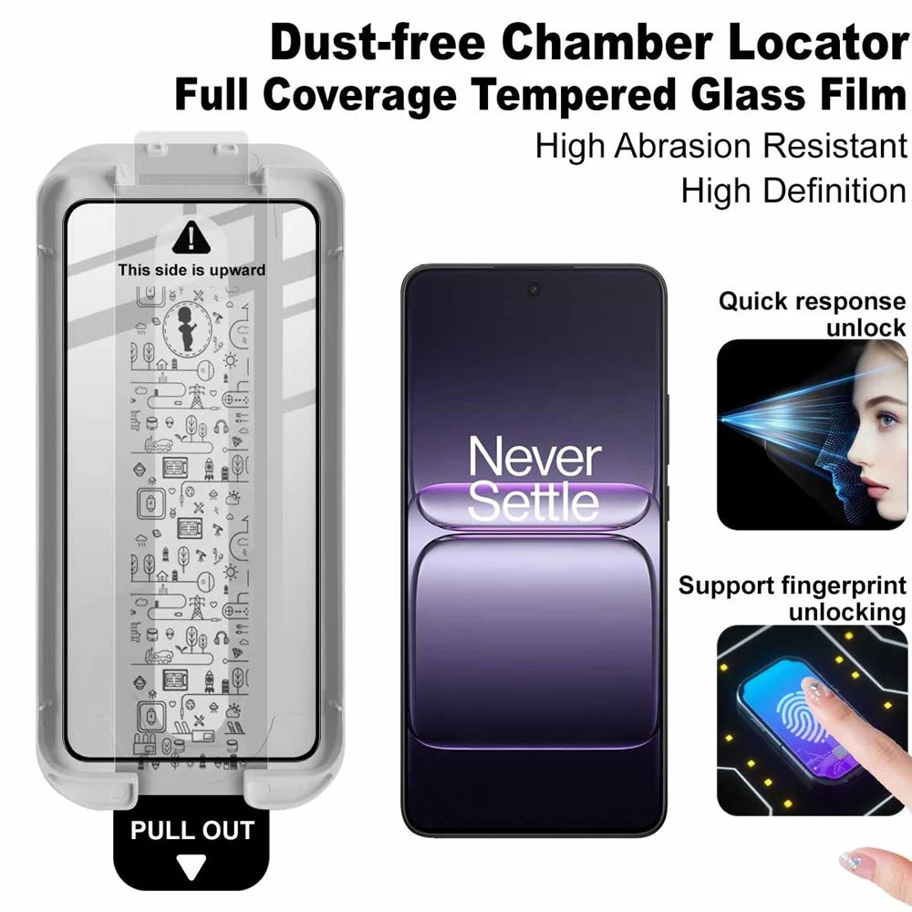 IMAK Tempered Glass For OnePlus Nord 5 5G  /  Ace 5 Ultra 5G Full Screen Protector Full Glue Film with Dust-free Installation Tool (Fingerprint Unlock) - Black - 3