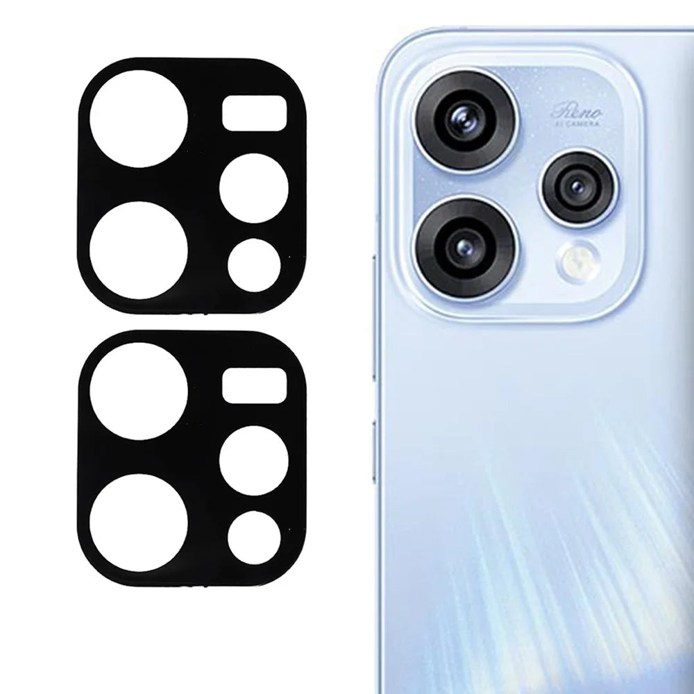 2Pcs For Oppo Reno15 5G (Global) / Reno15c 5G (China) Full Coverage Camera Lens Protector Silk Printing Tempered Glass Lens Film 3D Arc Edge - Black - 1