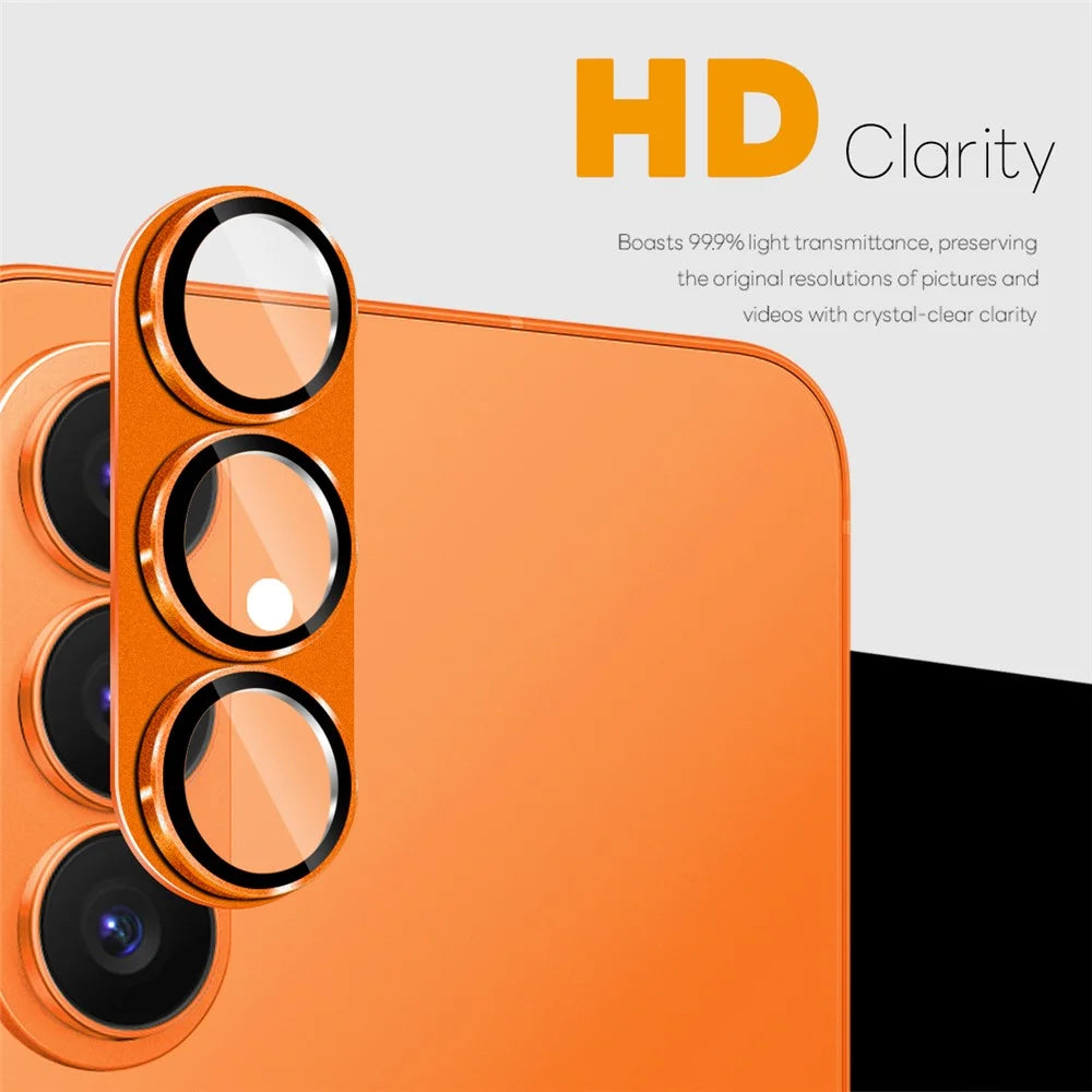 NORTHJO For Samsung Galaxy S26 Camera Lens Protector Matte Integrated Metal Tempered Glass Lens Film (Complete Covering) - Orange - 2
