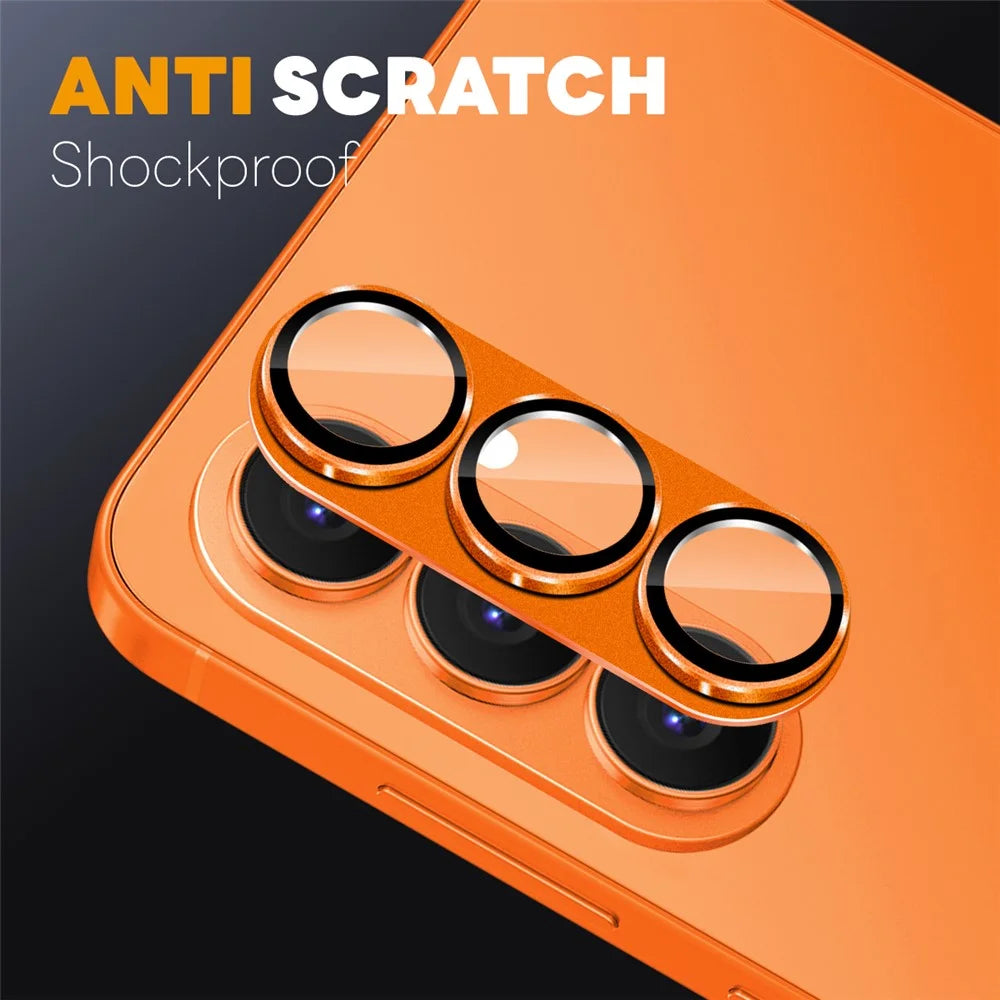 NORTHJO For Samsung Galaxy S26 Camera Lens Protector Matte Integrated Metal Tempered Glass Lens Film (Complete Covering) - Orange - 3