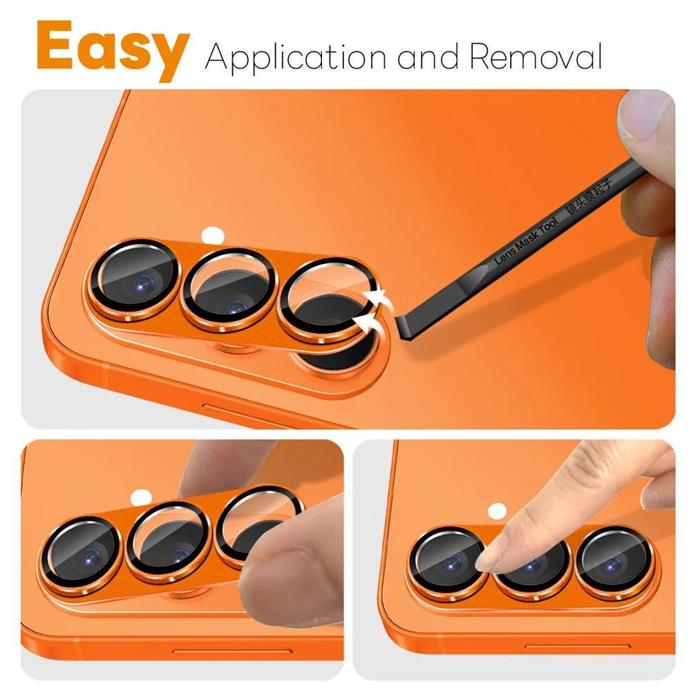 NORTHJO For Samsung Galaxy S26+ Camera Lens Protector Matte Integrated Metal Tempered Glass Lens Film (Complete Covering) - Orange - 4