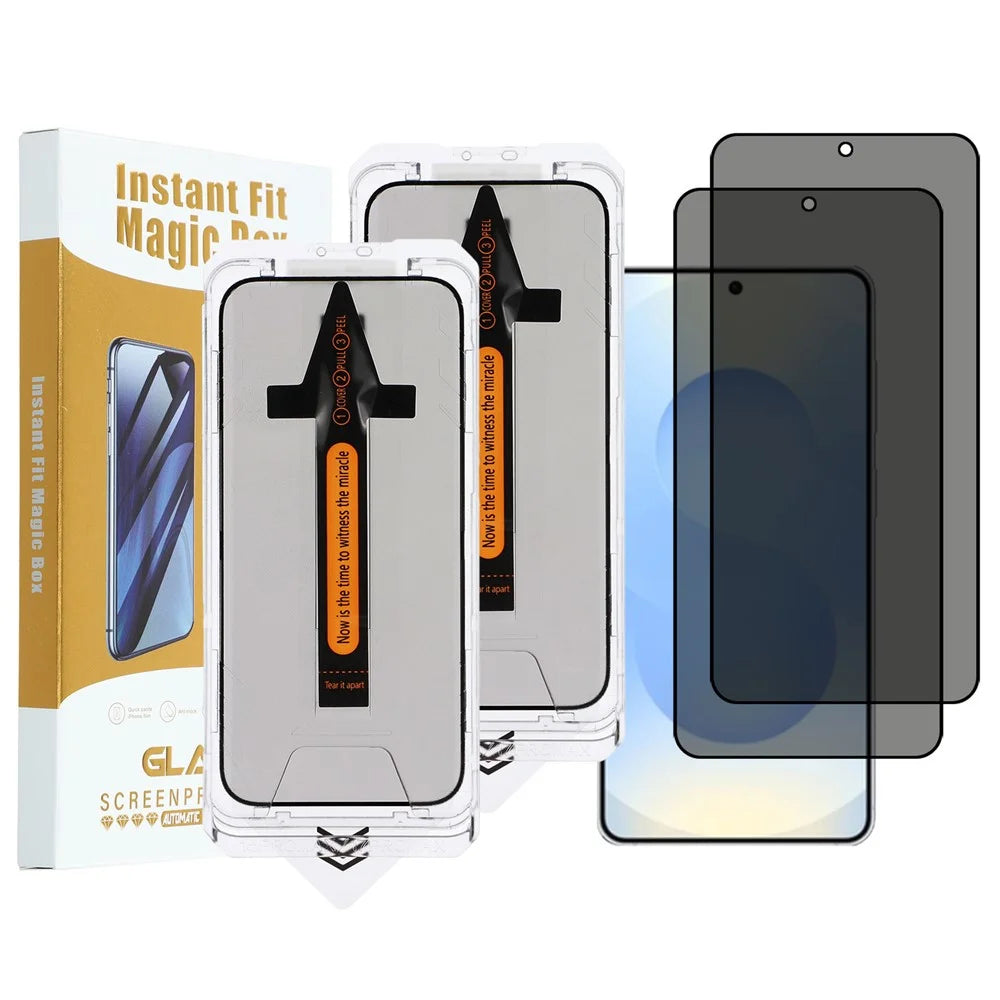 2Pcs For Samsung Galaxy S26+ Anti Spy Full Screen Protector High Aluminium Silicon Glass Film with Dust Removal Tool (Fingerprint Unlock) - Black - 1