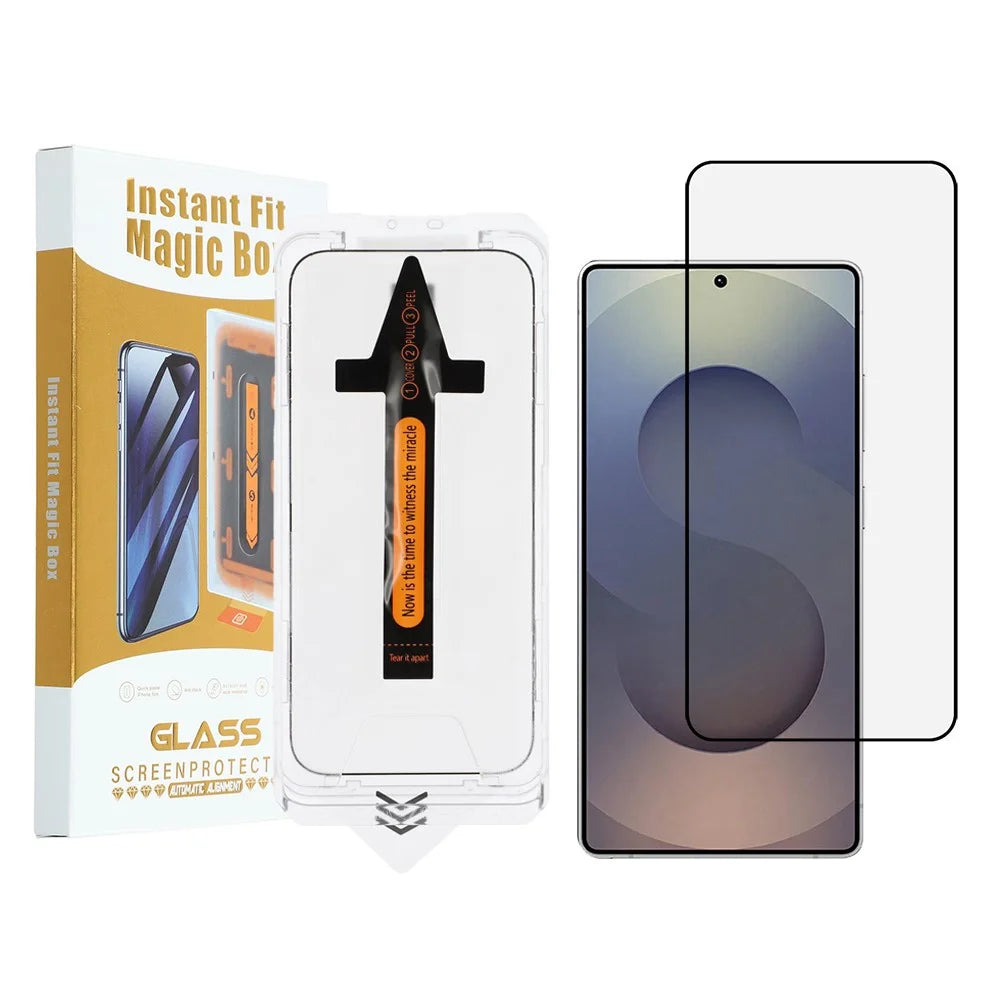 For Samsung Galaxy S26 Ultra Full Screen Protector HD Clear High Aluminium Silicon Glass Film with Dust Removal Tool (Fingerprint Unlock) - Black - 1