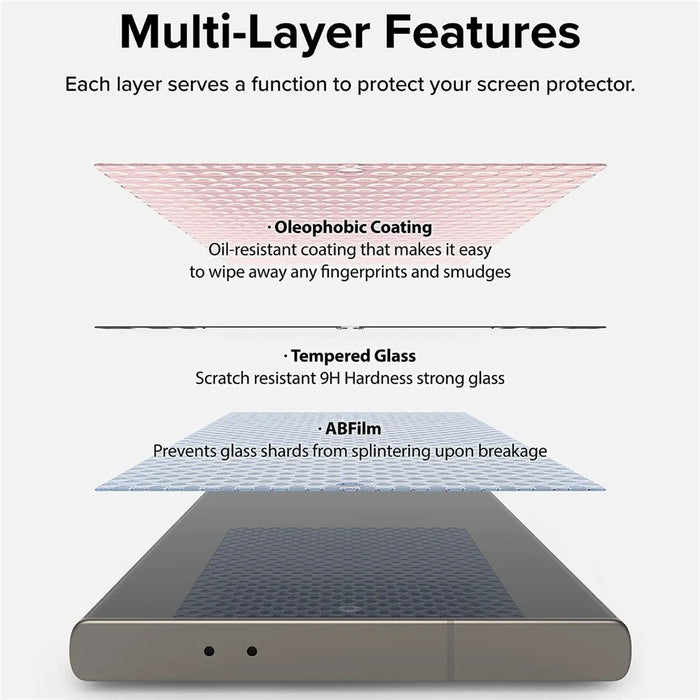 2Pcs For Samsung Galaxy S26 Ultra Full Screen Protector HD Clear High Aluminium Silicon Glass Film with Dust Removal Tool (Fingerprint Unlock) - Black - 5