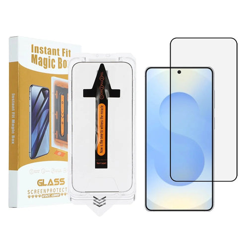 For Samsung Galaxy S26+ Full Screen Protector HD Clear High Aluminium Silicon Glass Film with Dust Removal Tool (Fingerprint Unlock) - Black - 1