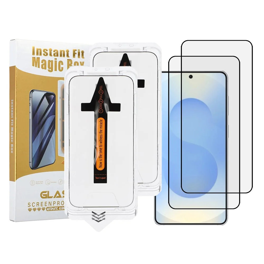 2Pcs For Samsung Galaxy S26+ Full Screen Protector HD Clear High Aluminium Silicon Glass Film with Dust Removal Tool (Fingerprint Unlock) - Black - 1