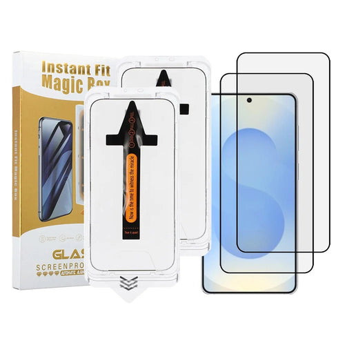 2Pcs For Samsung Galaxy S26+ Full Screen Protector HD Clear High Aluminium Silicon Glass Film with Dust Removal Tool (Fingerprint Unlock) - Black - 1