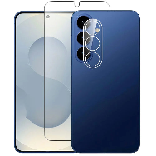 For Samsung Galaxy S26 Clear Tempered Glass Screen Protector Anti-Explosion Film (NOT Complete Covering) + Full Coverage Camera Lens Protector - Transparent - 1