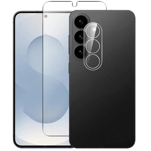 For Samsung Galaxy S26+ Clear Tempered Glass Screen Protector Anti-Explosion Film (NOT Complete Covering) + Full Coverage Camera Lens Protector - Transparent - 1