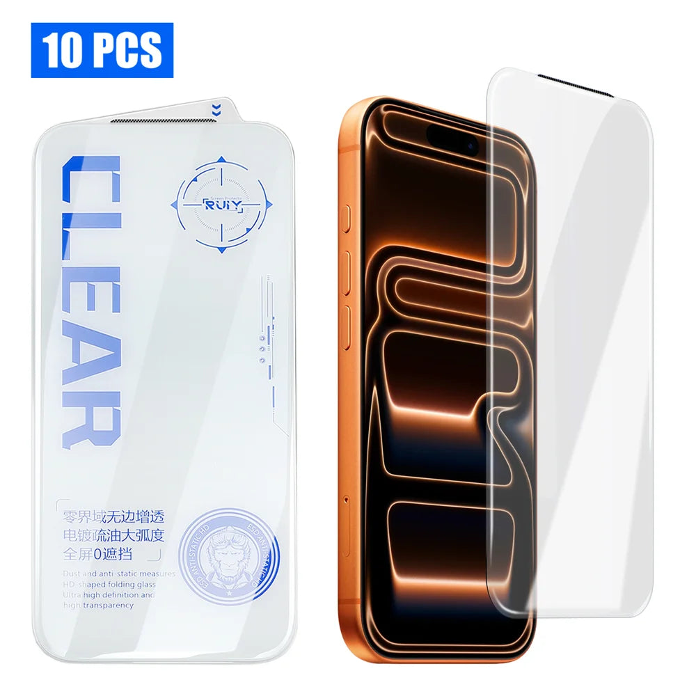 For iPhone 18 Pro / 17 Pro 10Pcs Full Screen Protector 3D Round Edge HD Tempered Glass Film - Transparent - 1