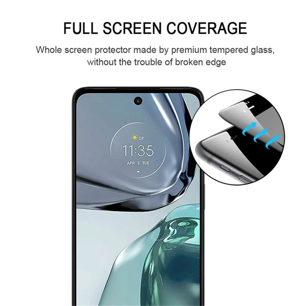 For Motorola Moto G62 5G / G32 4G 9D Tempered Glass Full Covering Screen Protector Silk Printing Side Glue Sensitive Touch Screen Film - 3