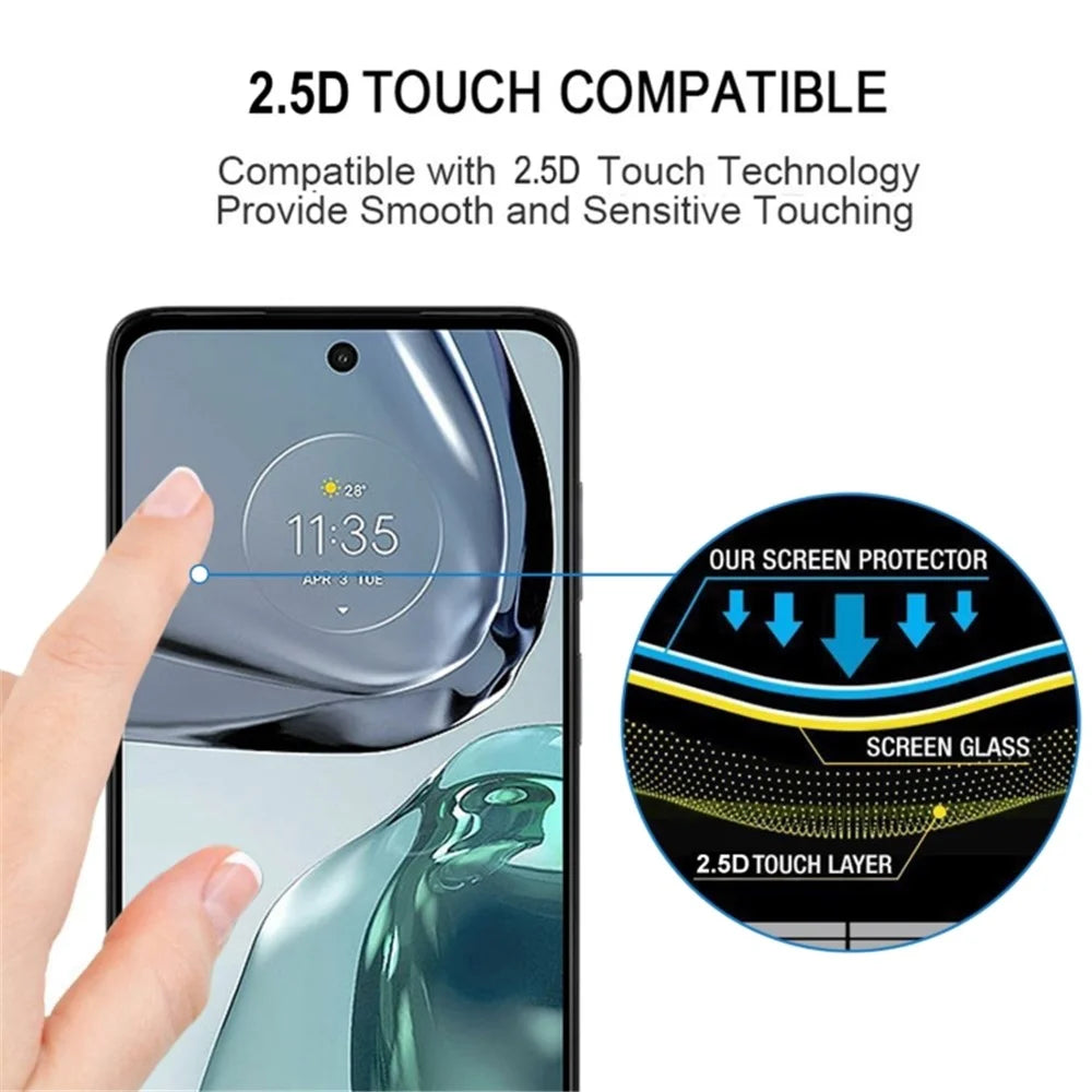 For Motorola Moto G62 5G / G32 4G 9D Tempered Glass Full Covering Screen Protector Silk Printing Side Glue Sensitive Touch Screen Film - 5