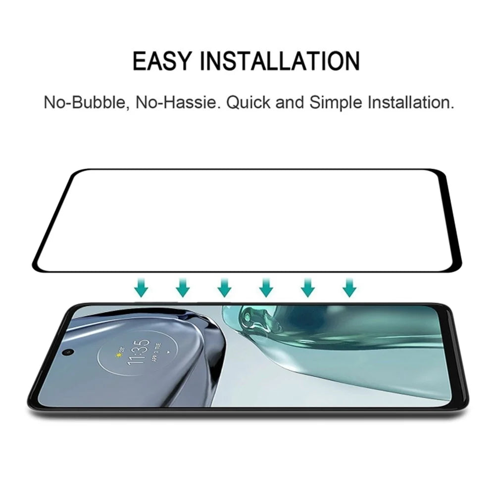 For Motorola Moto G62 5G / G32 4G 9D Tempered Glass Full Covering Screen Protector Silk Printing Side Glue Sensitive Touch Screen Film - 7