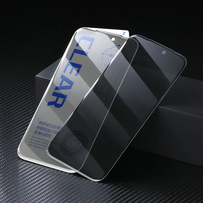For iPhone 16 Pro 10Pcs Anti Spy Screen Protector 3D Round Edge Full Coverage Tempered Glass Film - Black - 4