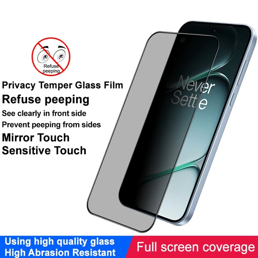IMAK For OnePlus Turbo 6 5G / Turbo 6V 5G / Nord 6 5G Privacy Screen Protector Anti Peep Full Cover Tempered Glass Film (Fingerprint Unlock) - Black - 4
