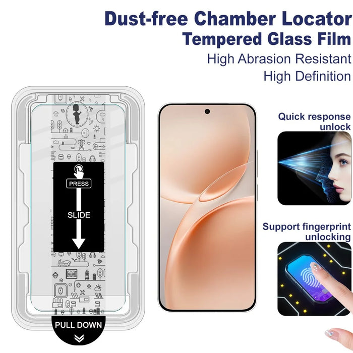 IMAK For vivo S50 5G Tempered Glass Screen Protector with Dust-free Installation Tool (Fingerprint Unlock) (Not Complete Coverage) - Transparent - 3