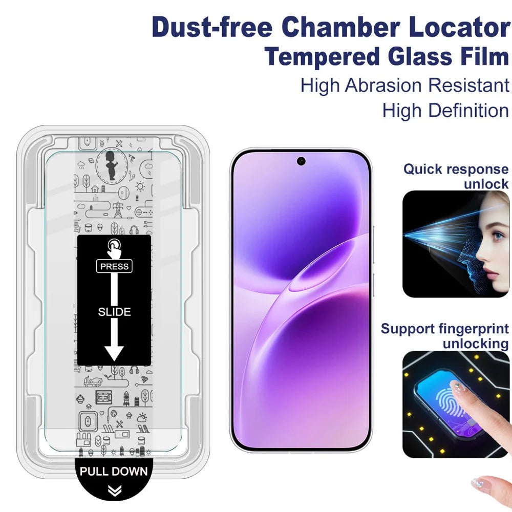 IMAK For vivo X300 FE 5G / S50 Pro mini 5G Tempered Glass Screen Protector with Dust-free Installation Tool (Fingerprint Unlock) (Not Complete Coverage) - Transparent - 3
