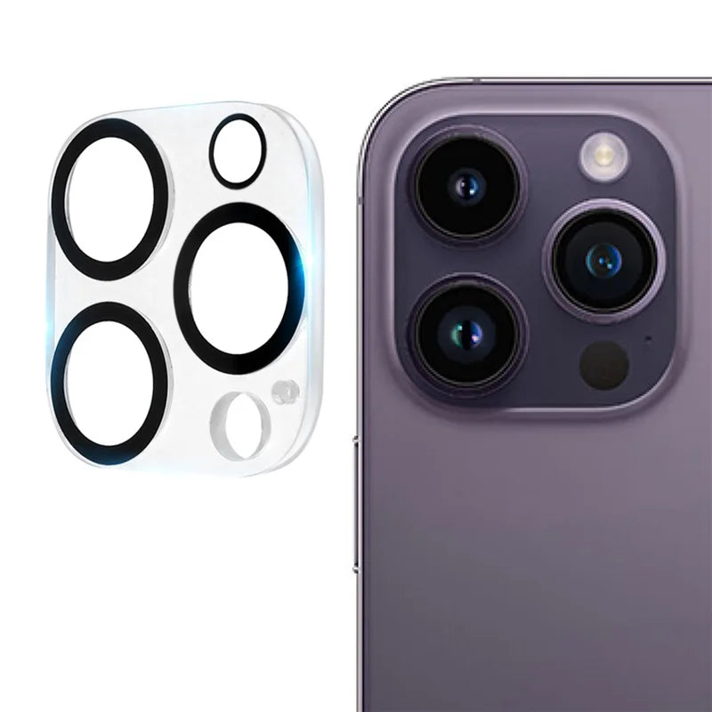 For iPhone 14 Pro Max / iPhone 14 Pro Tempered Glass Lens Protector Silk Printing Camera Lens Film - Black - 1