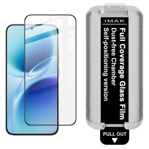 IMAK For vivo S50 Pro mini 5G / X300 FE 5G Tempered Glass Full Screen Protector Full Glue Film with Dust-free Installation Tool (Fingerprint Unlock) - Black - 1