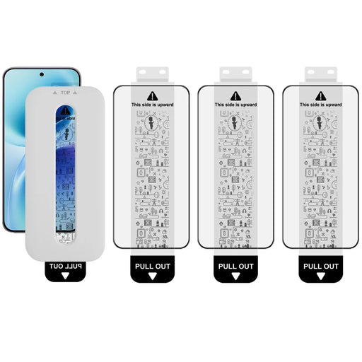 IMAK 3Pcs For vivo S50 Pro mini 5G / X300 FE 5G Tempered Glass Full Screen Protector Full Glue Film with Dust-free Installation Tool (Fingerprint Unlock) - Black - 1