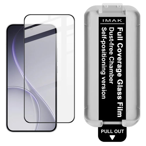 IMAK For Oppo Reno15 5G (Global) / Reno15c 5G (China) Tempered Glass Full Screen Protector Full Glue Film with Dust-free Installation Tool (Fingerprint Unlock) - Black - 1