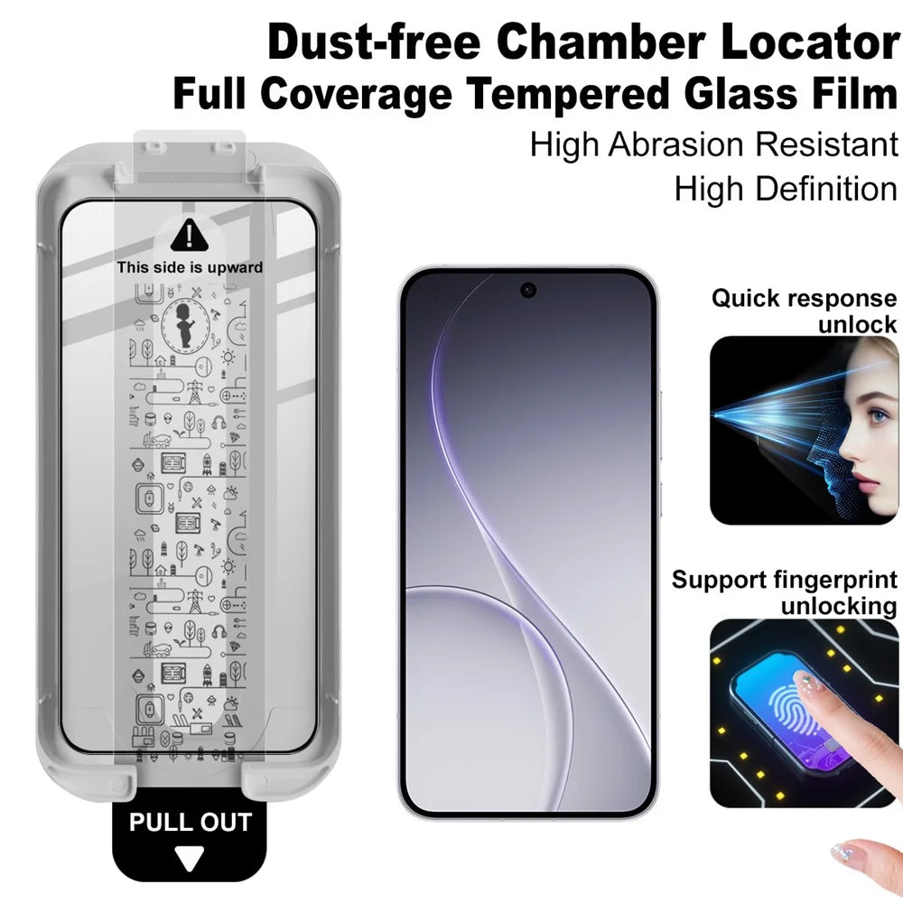 IMAK For Oppo Reno15 5G (Global) / Reno15c 5G (China) Tempered Glass Full Screen Protector Full Glue Film with Dust-free Installation Tool (Fingerprint Unlock) - Black - 3