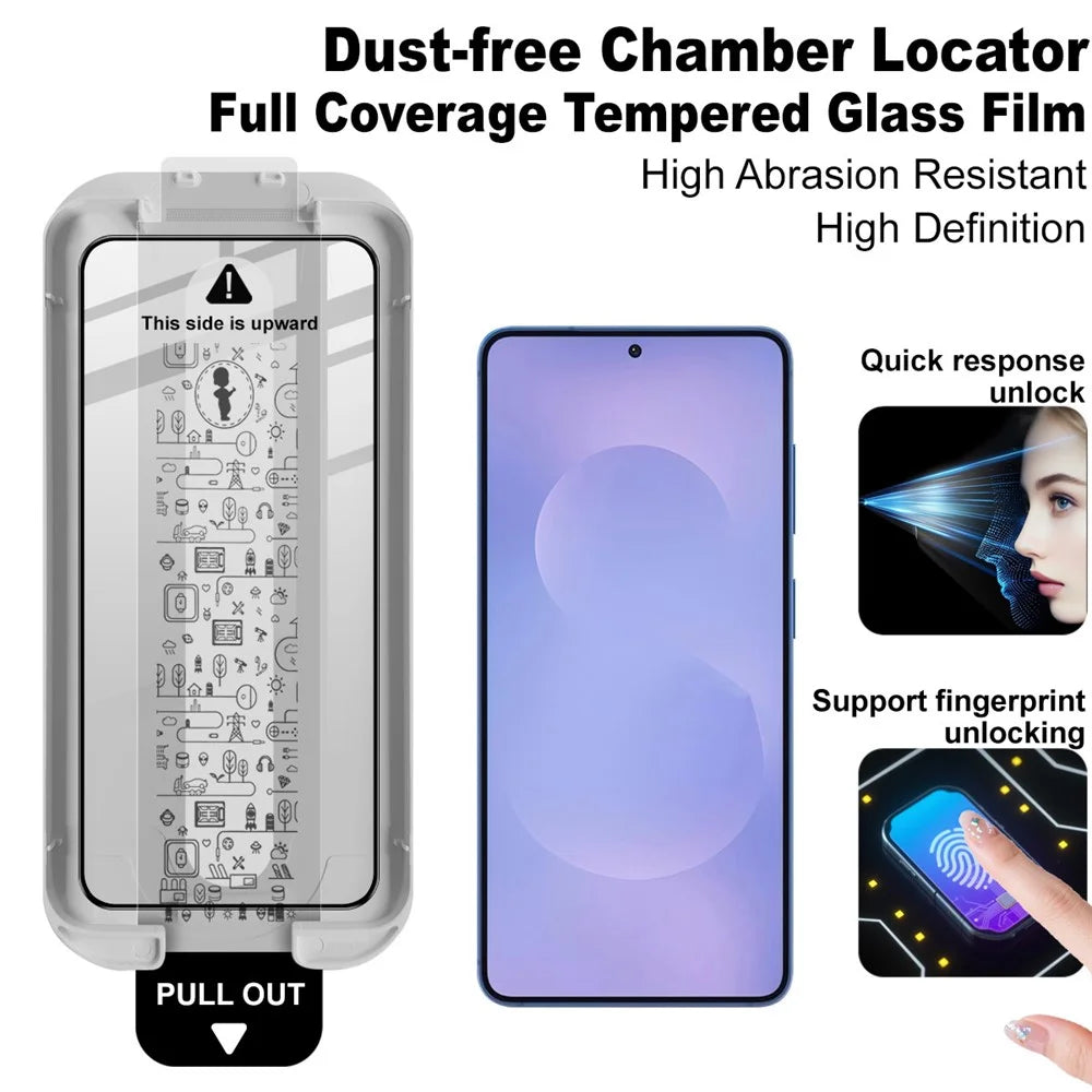 IMAK 3Pcs For Samsung Galaxy S26 Tempered Glass Full Screen Protector Full Glue Film with Dust-free Installation Tool (Fingerprint Unlock) - Black - 4