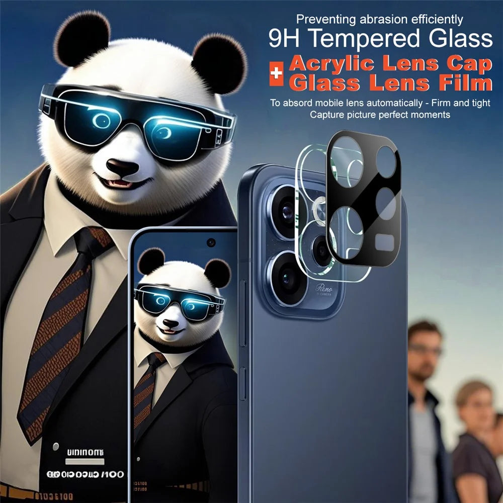 IMAK For Oppo Reno15 F 5G Tempered Glass Full Cover Lens Film + Acrylic Cap - Black - 4