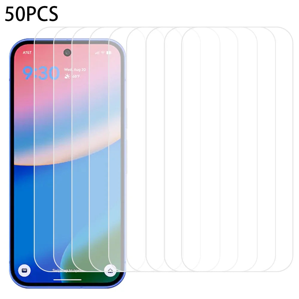 50Pcs For Google Pixel 10a Screen Protector Full Glue Tempered Glass Clear Screen Film (NOT Complete Covering) (No Package, with Wipes Set, Dust-absorber, Guide Sticker) - Transparent - 1