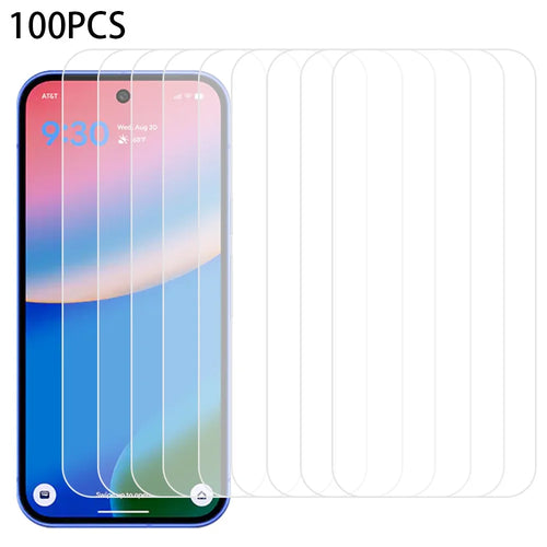 100Pcs For Google Pixel 10a Screen Protector Full Glue Anti-Scratch Tempered Glass Film (NOT Complete Covering) (No Package, with Wipes Set, Dust-absorber, Guide Sticker) - Transparent - 1