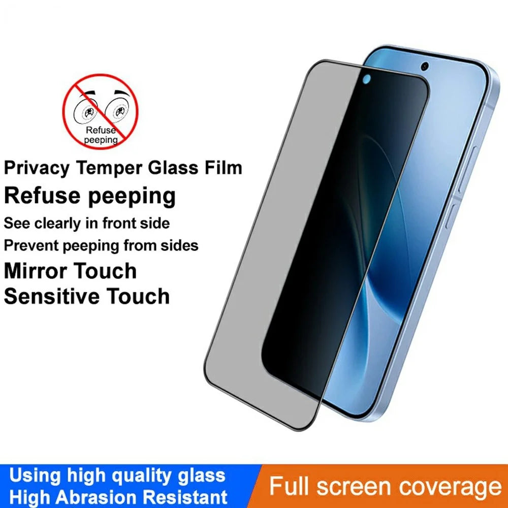 IMAK For vivo iQOO Z11 Turbo 5G Privacy Screen Protector Anti Peep Full Cover Tempered Glass Film (Fingerprint Unlock) - Black - 3