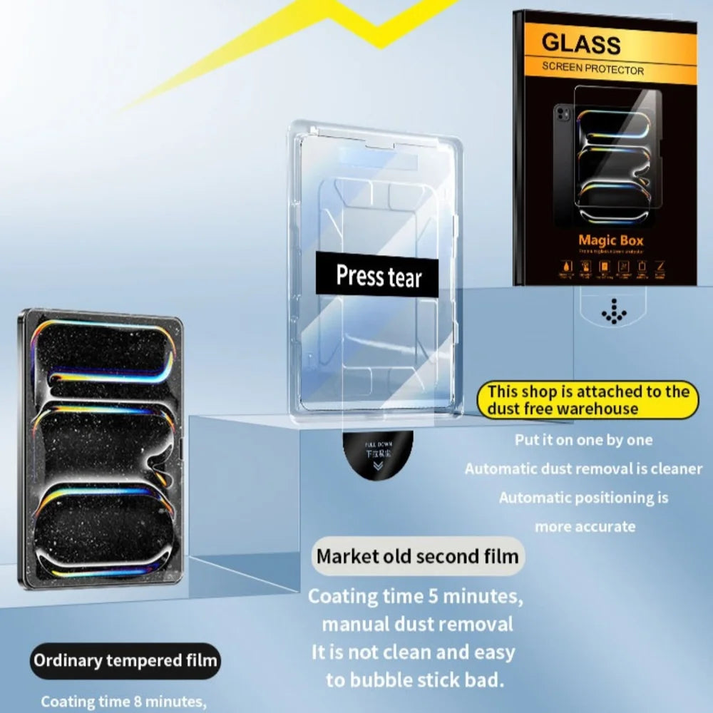 For iPad Pro 11 (2024) / iPad Pro 11 (2025) Screen Protector HD Tempered Glass Film with Auto Dust-free Installation Tool (NOT Complete Covering) - Transparent - 6