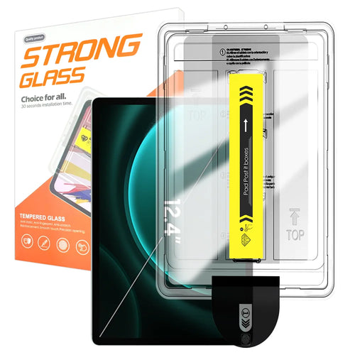 For Samsung Galaxy Tab S8+ / Galaxy Tab S9+ / Galaxy Tab S9 FE+ / Galaxy Tab S10+ / Galaxy Tab S7 FE Screen Protector Arc Edge Tempered Glass Film with Auto Dust-free Installation Tool (NOT Complete Covering) - Transparent - 1
