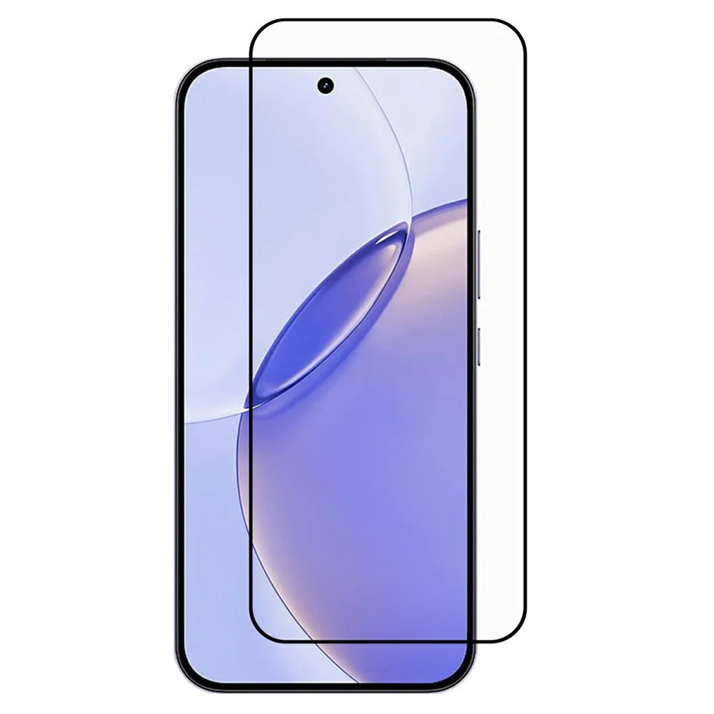 For Realme 16 Pro 5G Full Screen Protector Full Glue Arc Edge HD High Aluminium-silicon Glass Film with Black Silk Print Edge (Fingerprint Unlock) - Transparent - 1