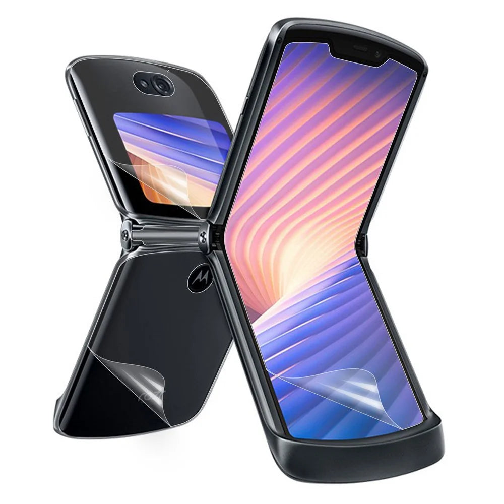RURIHAI 1 Set / 2Pcs Front Screen Back Protector for Motorola Razr 5G, Anti-scratch Full Glue Front Back PET Protector - 1