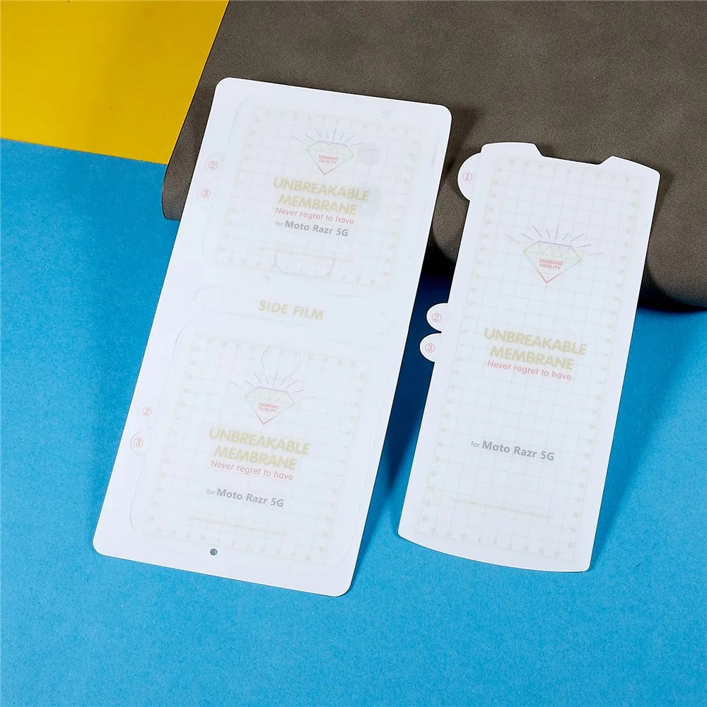 RURIHAI 1 Set / 2Pcs Front Screen Back Protector for Motorola Razr 5G, Anti-scratch Full Glue Front Back PET Protector - 4