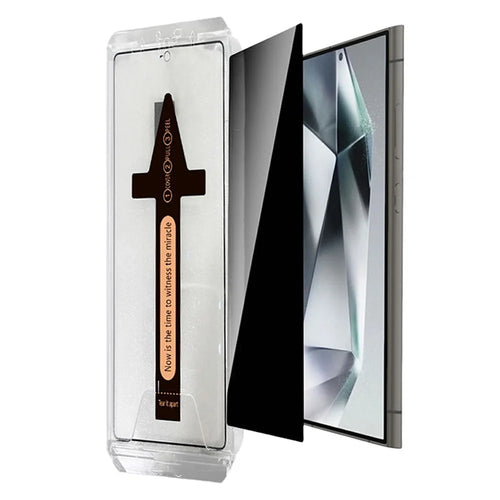 For Samsung Galaxy S26+ Anti Spy Tempered Glass Screen Protector with Automatic Dust Removal Tool - Black - 1
