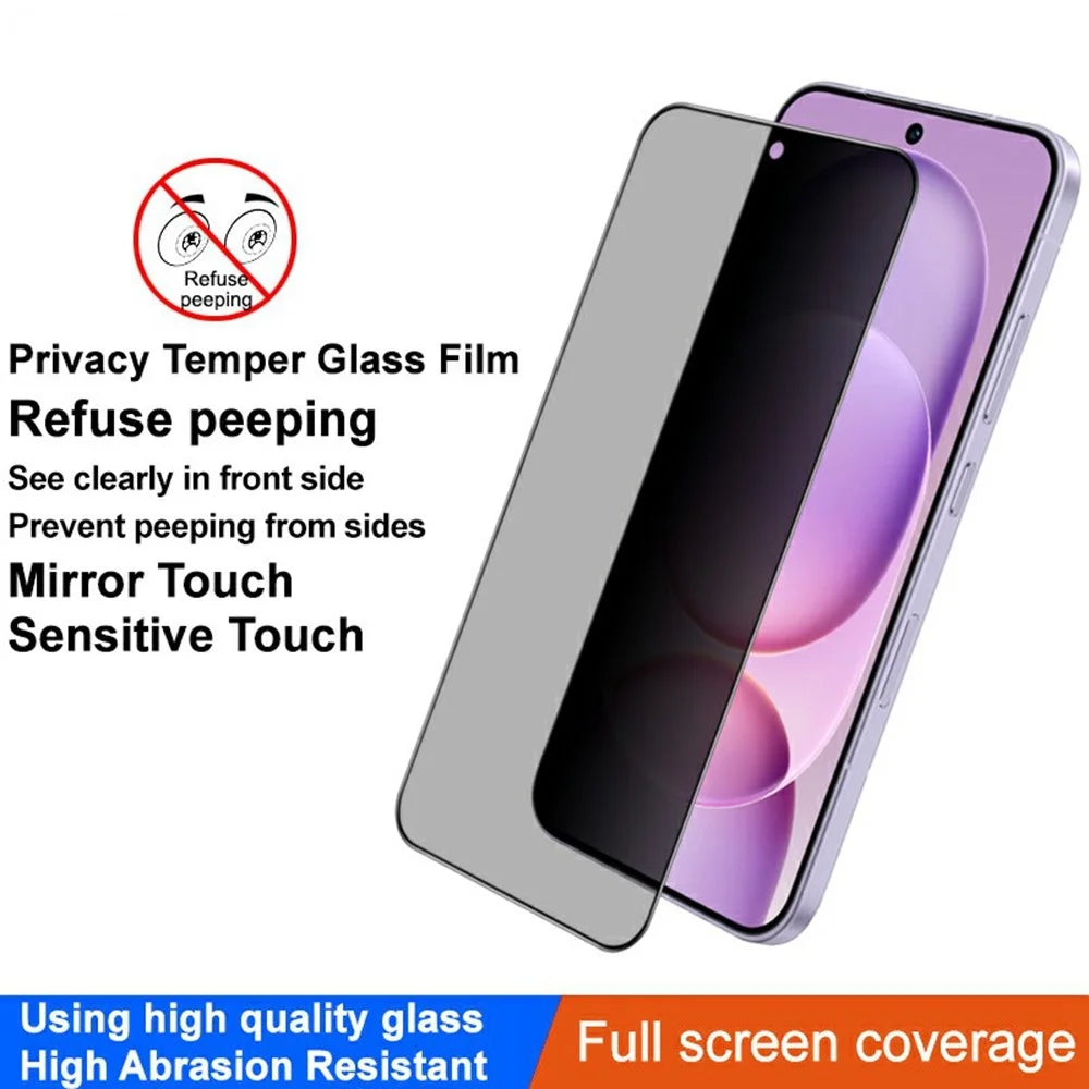 IMAK For Honor Magic8 Pro Air 5G Privacy Screen Protector Anti Peep Full Cover Tempered Glass Film (Fingerprint Unlock) - Black - 3