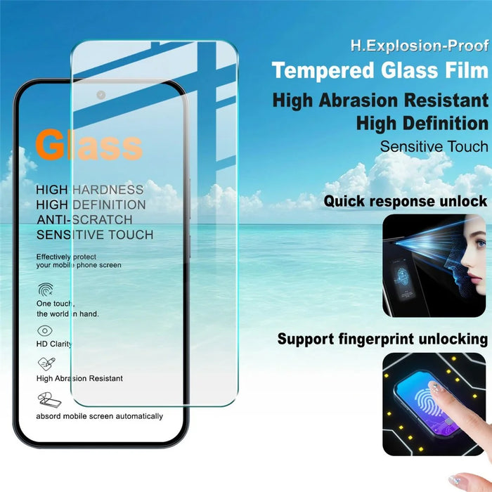 IMAK H Series For Realme 16 Pro 5G Screen Protector Tempered Glass Film (Not Complete Coverage) (Fingerprint Unlock) - Transparent - 2